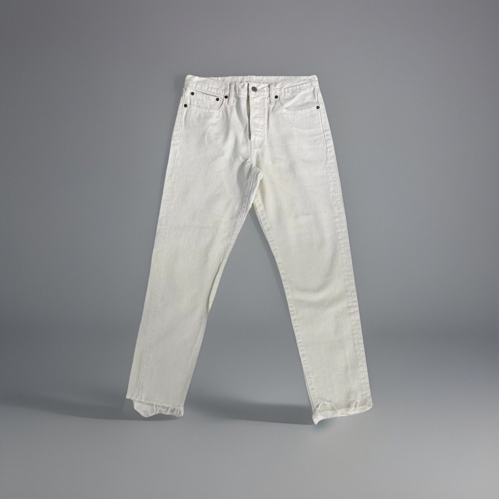 Levi's Jeans White Women Size‎ 30 Button Fly Denim Jeans Rockabilly Frayed Hem